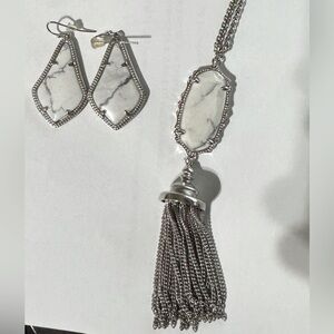 Kendra Scott Everly tassel necklace and Alex earrings
